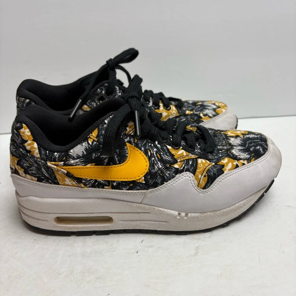 Nike Women’s AIR MAX 1 QS 'Floral' - 633737-100 Black Yellow Size 6.5 Tropical - Picture 5 of 12